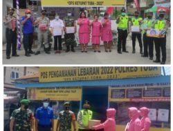 Bhayangkari Polres Toba Beri Bingkisan kepada Personil di Pos Pengamanan Arus Mudik 