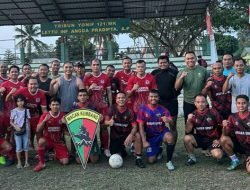 Jalin Sinergitas TNI-POLRI, Polresta Deli Serdang Tanding Persahabatan Sepak Bola dengan Yonif 121/MK