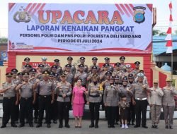 Kapolresta Deli Serdang Pimpin Upacara Kenaikan Pangkat Personil dan PNS 
