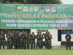 Polresta Deli Serdang Hadiri Apel Gelar Pasukan TNI Jelang Pilkada Serentak 2024 di Kodim 0204/DS