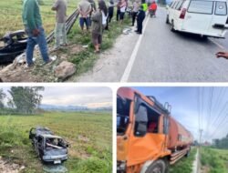 Truk Tangki Tabrak Angkot, 1 Tewas 10 Penumpang Luka-luka di Toba