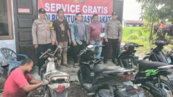 Jajaran Polresta Deli Serdang Service Gratis Sp Motor Warga Terdampak Banjir