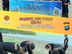 Sambut HUT Polri ke-80, Personel Kompi 4 Batalyon C Gelar Gerakan Indonesia Asri di Pantai Laharuga