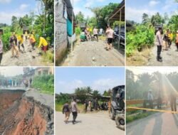 Tanggap Bencana, Polsek STM Hulu Bantu Aktifkan Jalur Alternatif Bersama Masyarakat