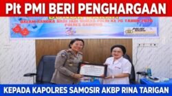 Plt Ketua PMI Sinta Mauly Agnes Tamba, Samosir Beri Penghargaan kepada Kapolres Samosir